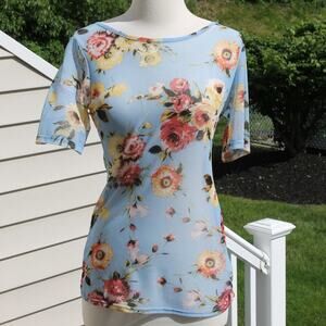 Potter's Pot Women's Sheer Mesh Floral Print Vintage Cottage Coquette Size M